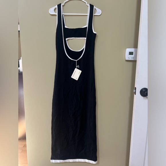 Black sleeveless maxi dress, knit with white trim, Peppermayo, S/M, NWT - Picture 2 of 5